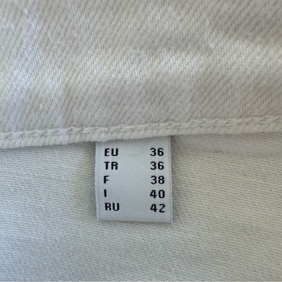 Tchibo Womens size 4 White Eyelet Lace Denim Jean Mini Skirt Embroidered Preppy - Picture 6 of 8